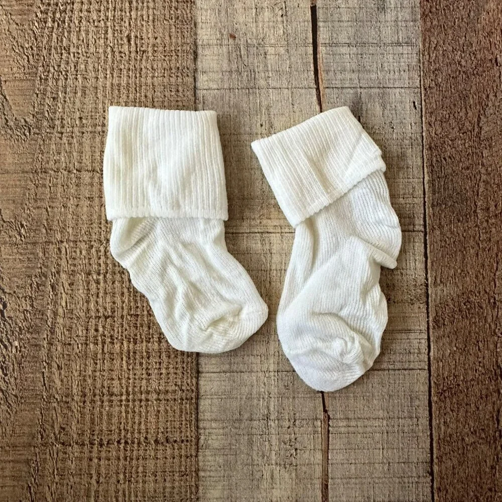 Vintage Walt Disney Mickey Mouse Club Baby Socks Ribbed White Cotton